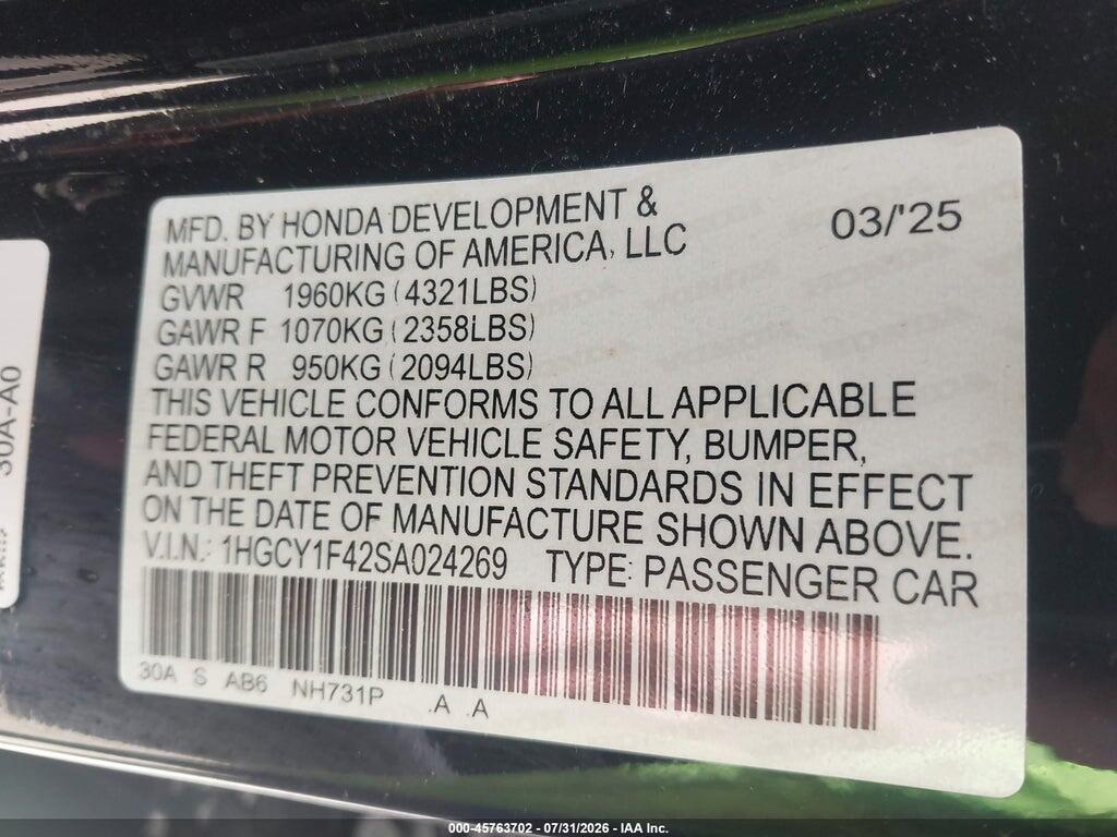 1HGCY1F42SA024269 2025 HONDA ACCORD photo no. 9