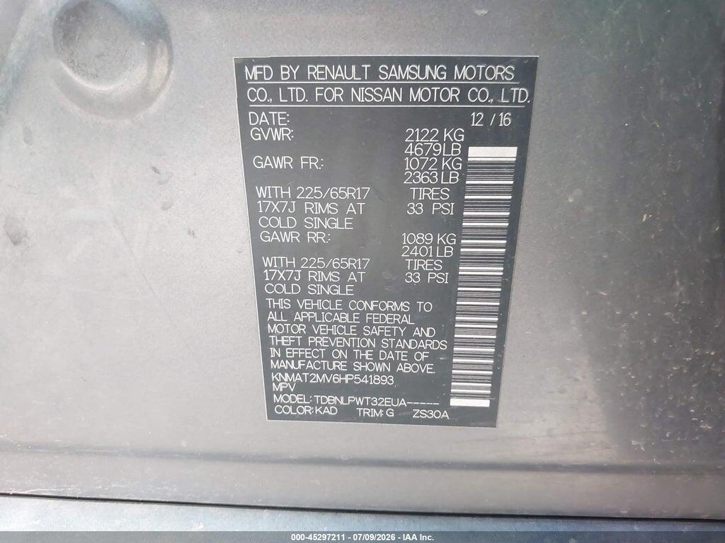 KNMAT2MV6HP541893 2017 NISSAN ROGUE photo no. 9