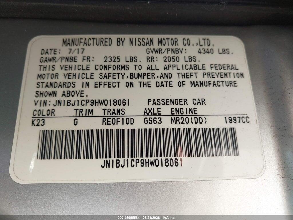 JN1BJ1CP9HW018061 2017 NISSAN ROGUE SPORT photo no. 9