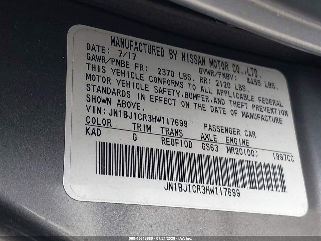 JN1BJ1CR3HW117699 2017 NISSAN ROGUE SPORT photo no. 9
