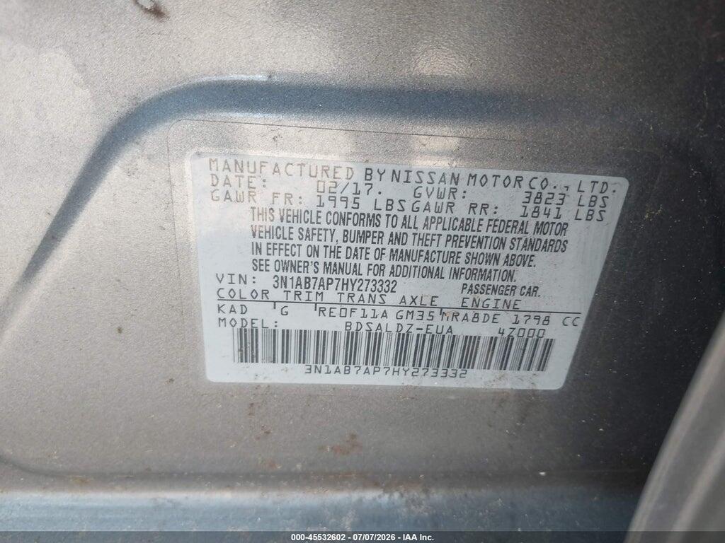 3N1AB7AP7HY273332 2017 NISSAN SENTRA photo no. 9