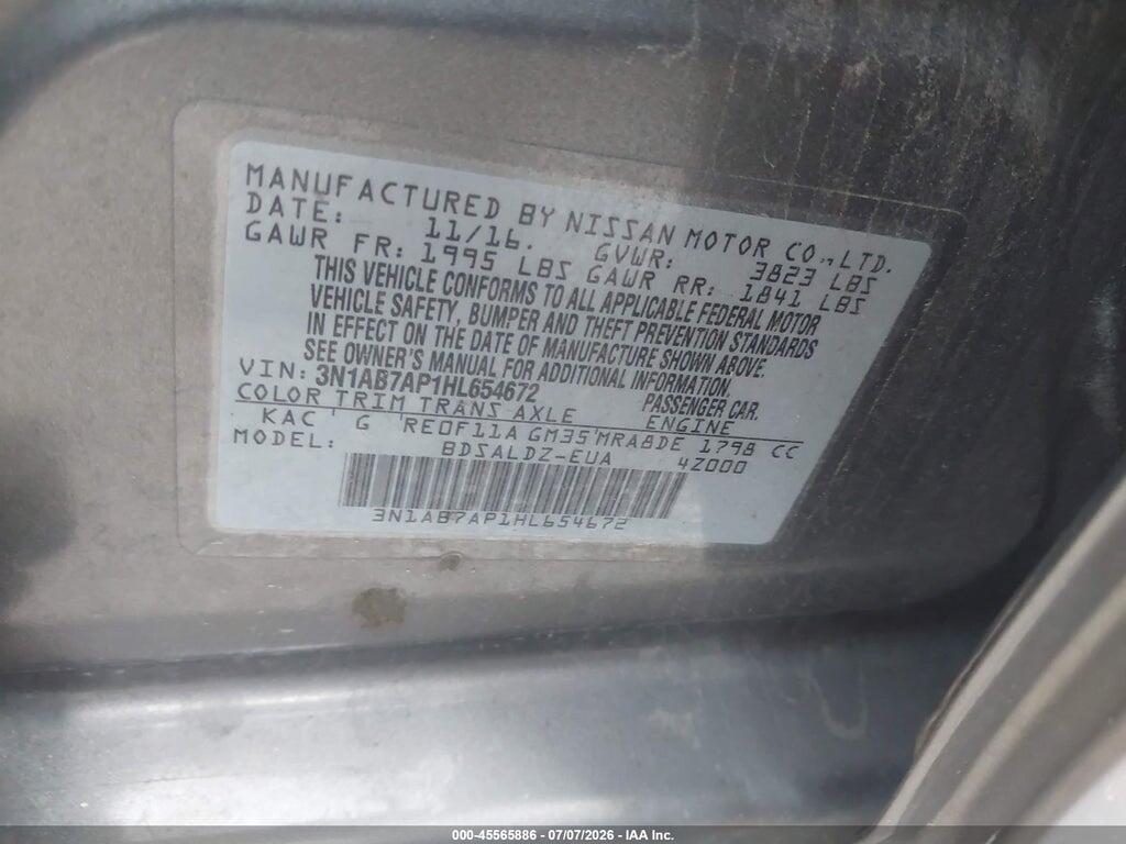 3N1AB7AP1HL654672 2017 NISSAN SENTRA photo no. 9