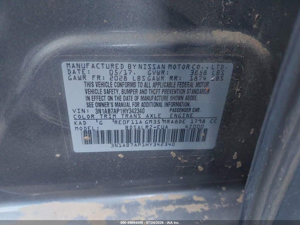 3N1AB7AP1HY342340 2017 NISSAN SENTRA photo no. 9