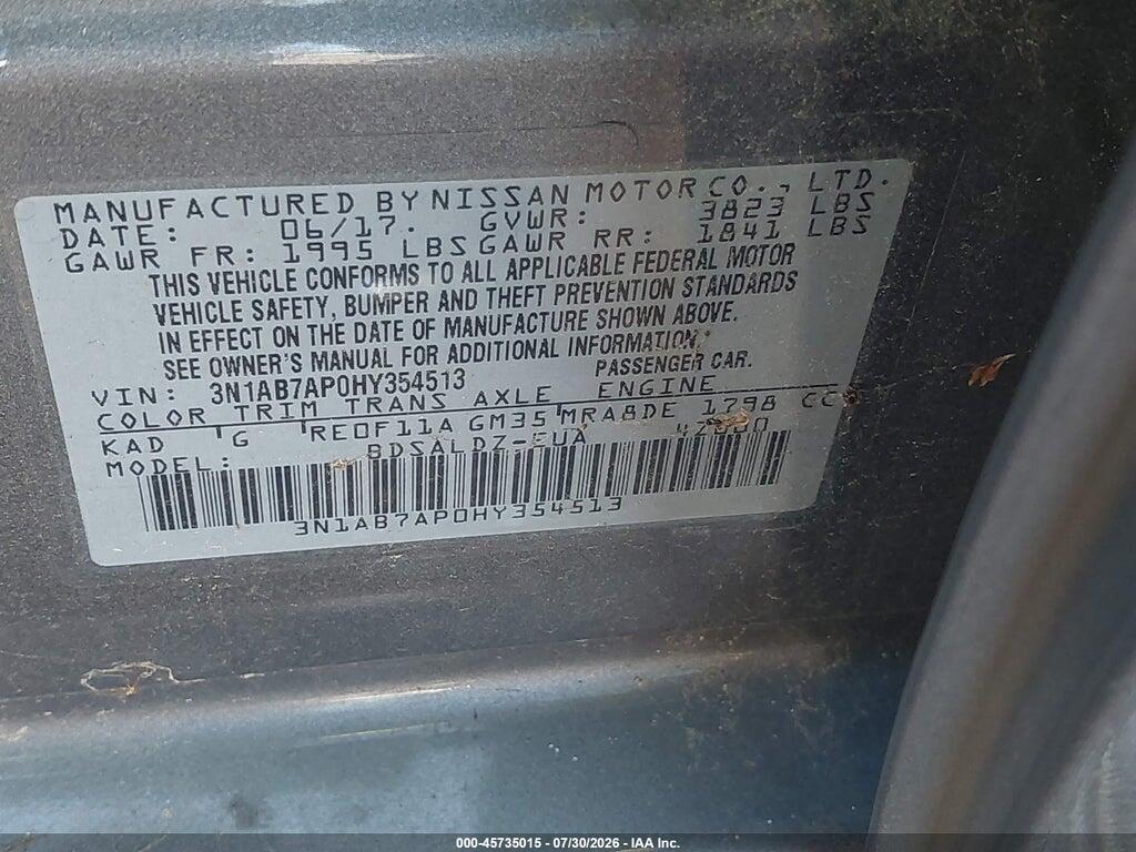 3N1AB7AP0HY354513 2017 NISSAN SENTRA photo no. 9