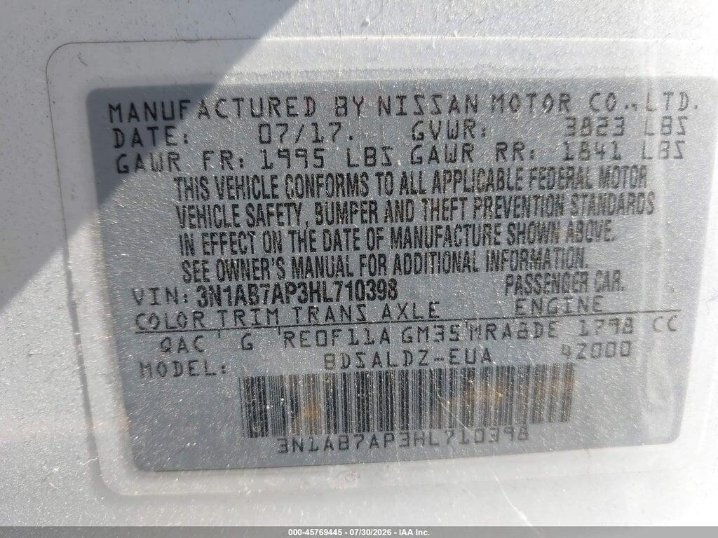 3N1AB7AP3HL710398 2017 NISSAN SENTRA photo no. 9