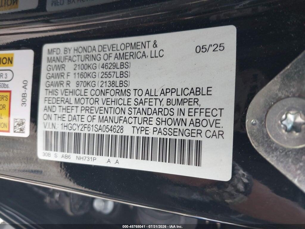 1HGCY2F61SA054628 2025 HONDA ACCORD HYBRID photo no. 9