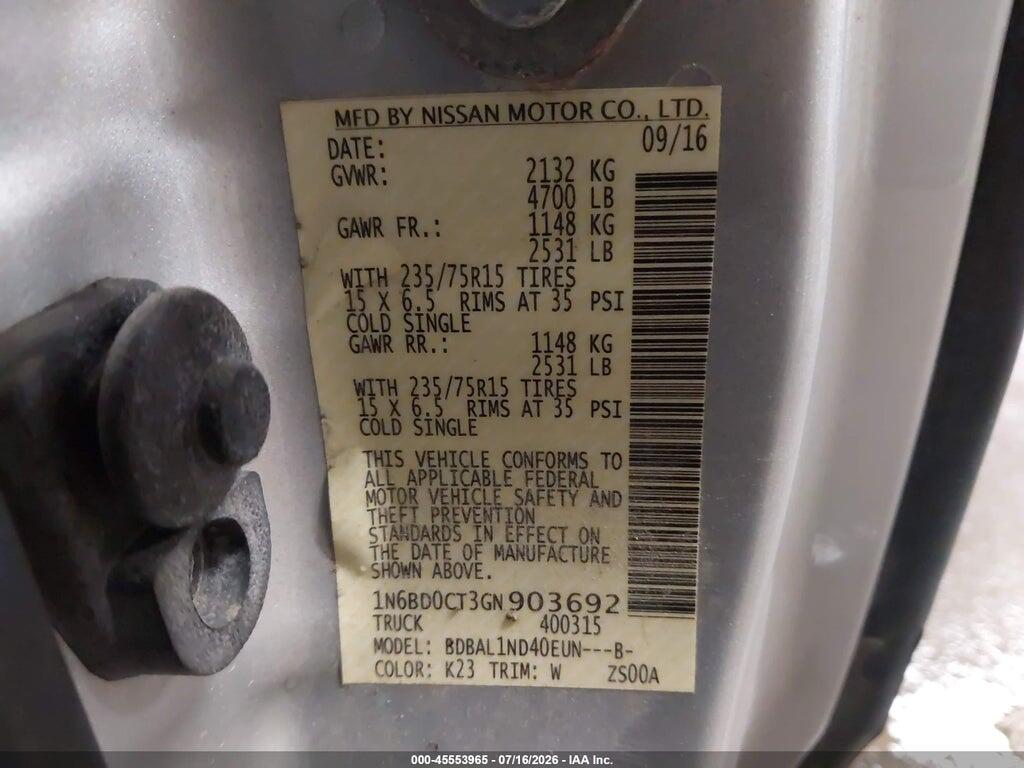 1N6BD0CT3GN903692 2016 NISSAN FRONTIER photo no. 9