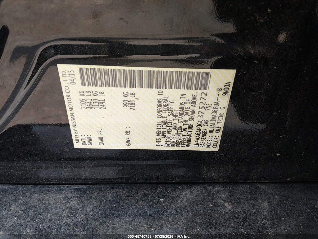 1N4AA6AP0GC375272 2016 NISSAN MAXIMA photo no. 9