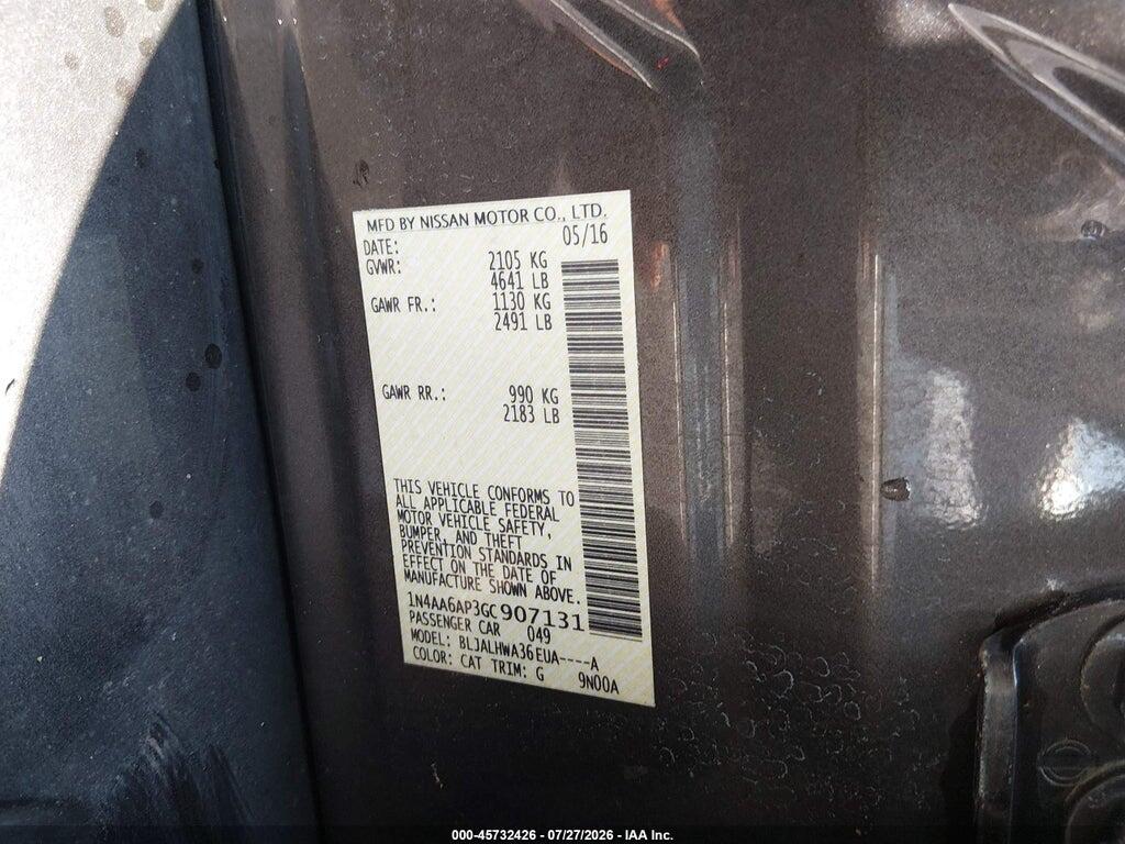 1N4AA6AP3GC907131 2016 NISSAN MAXIMA photo no. 9