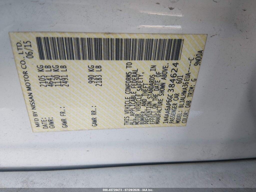 1N4AA6AP6GC384624 2016 NISSAN MAXIMA photo no. 9