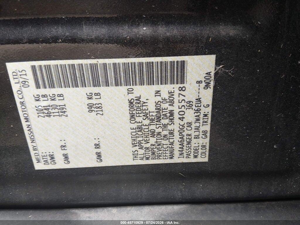 1N4AA6AP0GC405578 2016 NISSAN MAXIMA photo no. 9