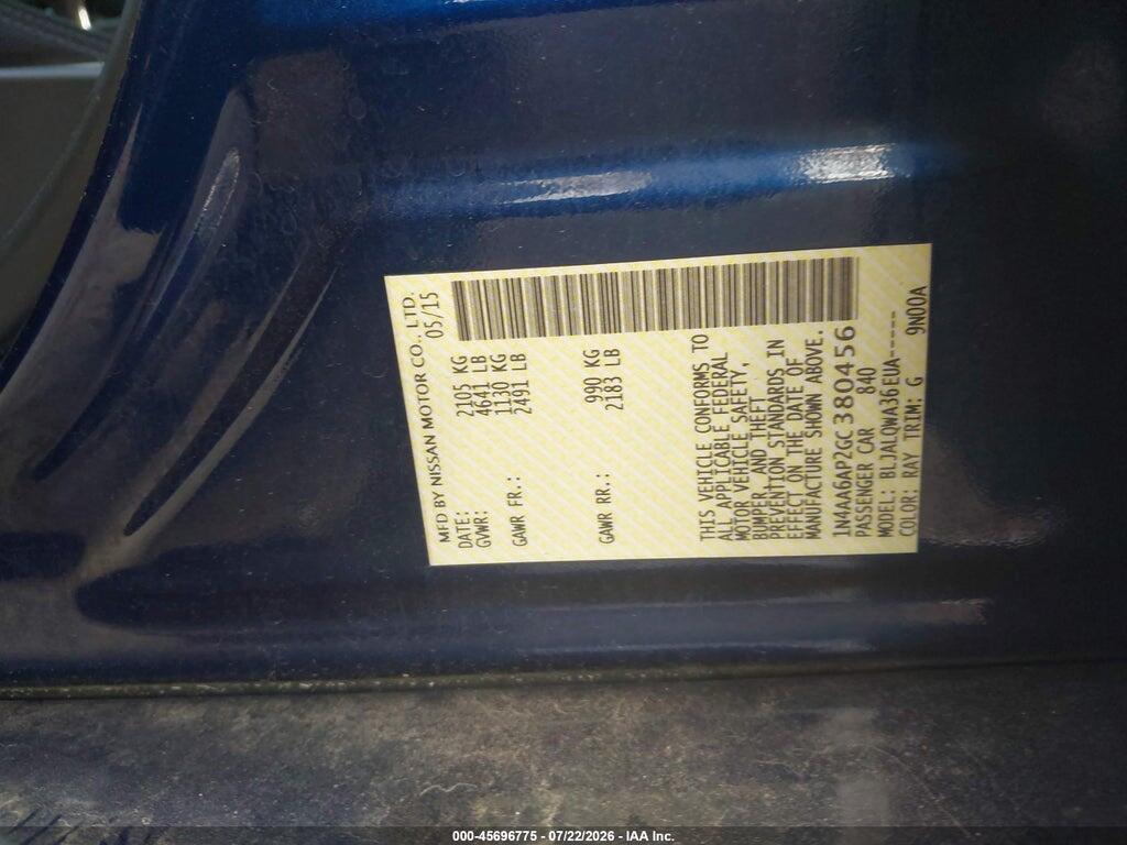 1N4AA6AP2GC380456 2016 NISSAN MAXIMA photo no. 9