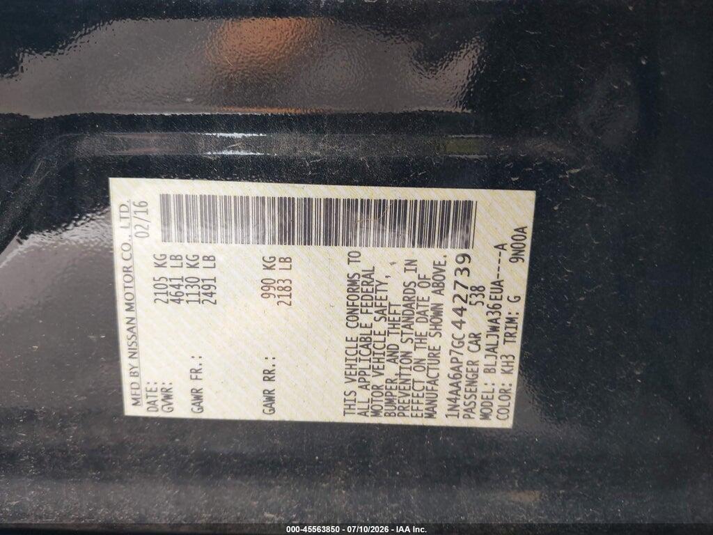 1N4AA6AP7GC442739 2016 NISSAN MAXIMA photo no. 9