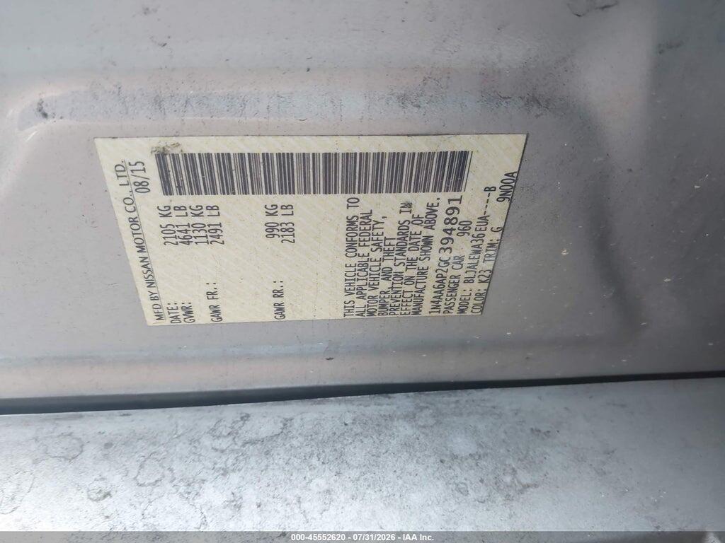 1N4AA6AP2GC394891 2016 NISSAN MAXIMA photo no. 9