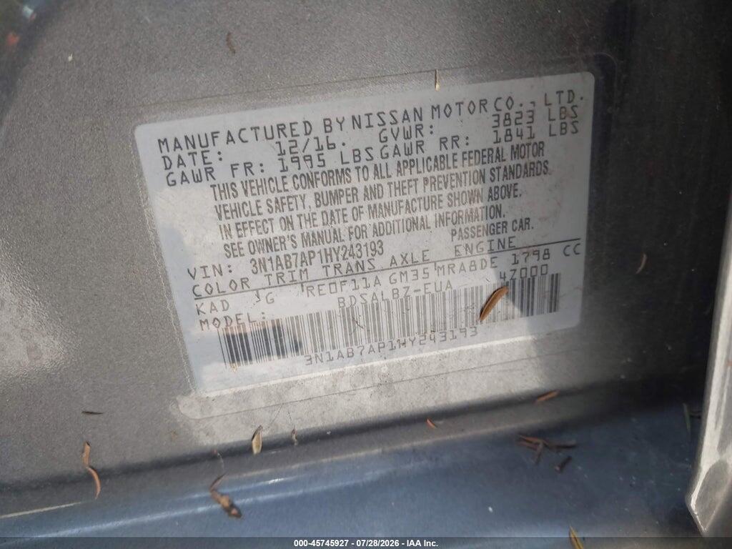 3N1AB7AP1HY243193 2017 NISSAN SENTRA photo no. 9