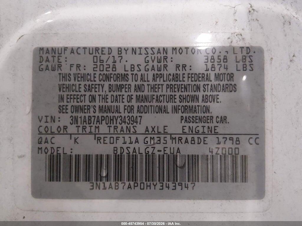 3N1AB7AP0HY343947 2017 NISSAN SENTRA photo no. 9