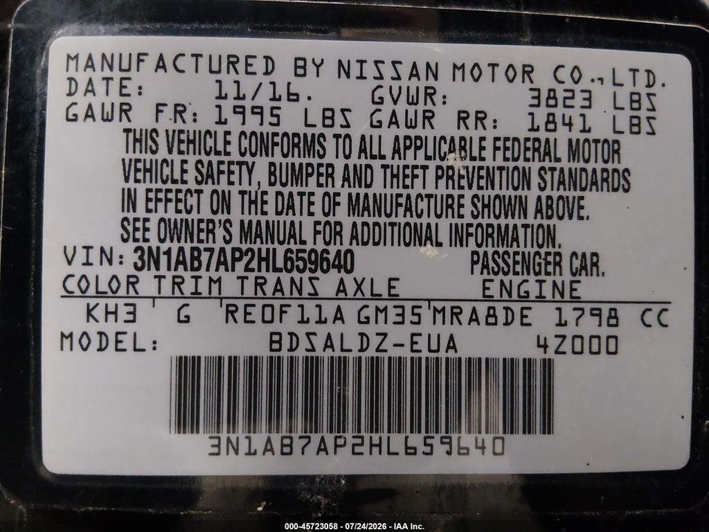 3N1AB7AP2HL659640 2017 NISSAN SENTRA photo no. 9