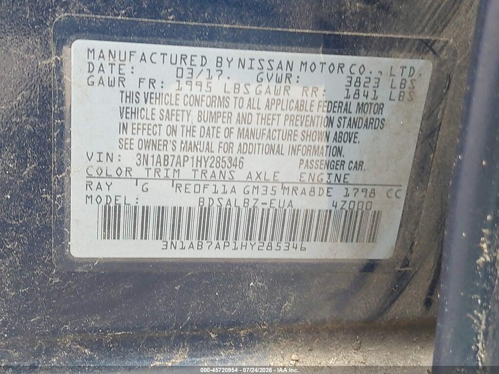 3N1AB7AP1HY285346 2017 NISSAN SENTRA photo no. 9