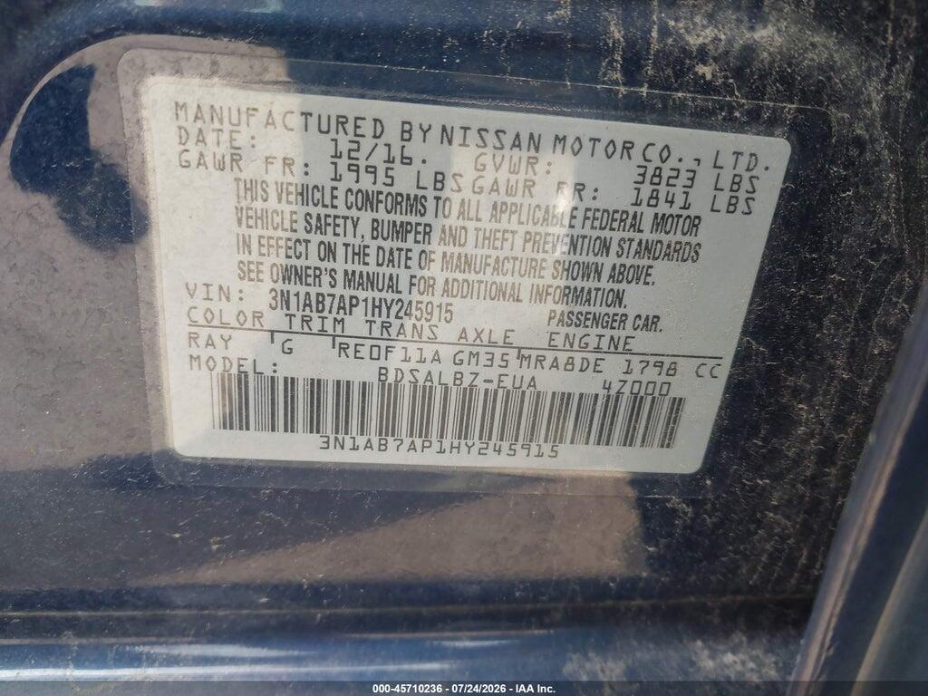 3N1AB7AP1HY245915 2017 NISSAN SENTRA photo no. 9
