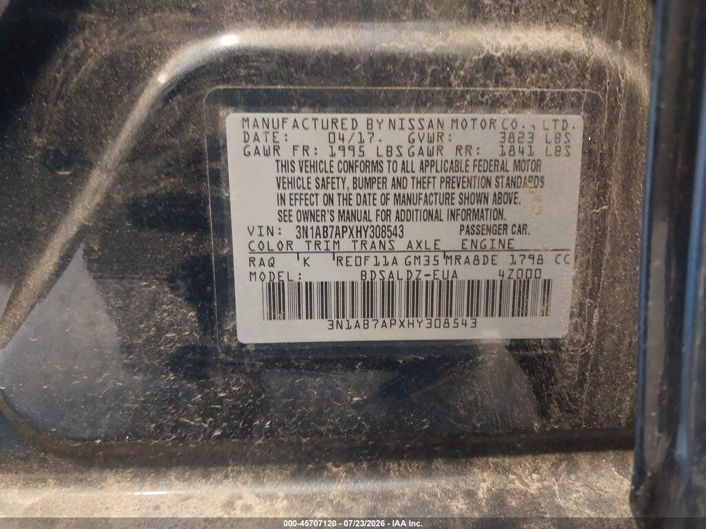 3N1AB7APXHY308543 2017 NISSAN SENTRA photo no. 9