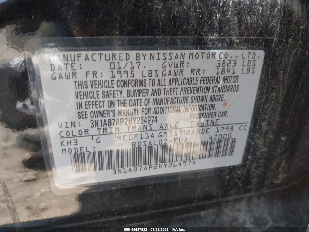 3N1AB7AP2HY264974 2017 NISSAN SENTRA photo no. 9