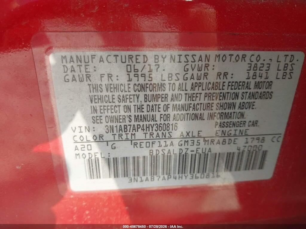 3N1AB7AP4HY360816 2017 NISSAN SENTRA photo no. 9