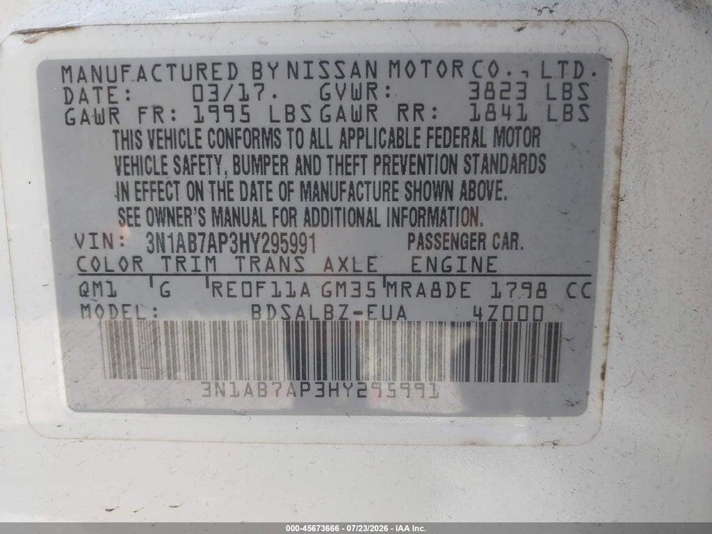 3N1AB7AP3HY295991 2017 NISSAN SENTRA photo no. 9