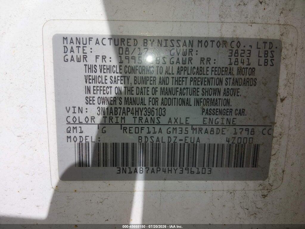 3N1AB7AP4HY396103 2017 NISSAN SENTRA photo no. 9