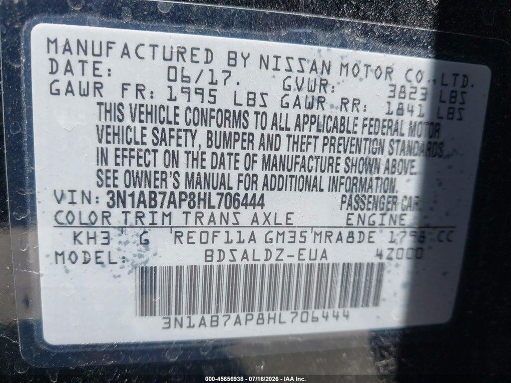 3N1AB7AP8HL706444 2017 NISSAN SENTRA photo no. 9