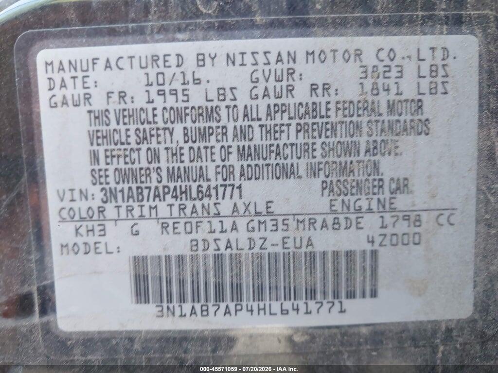 3N1AB7AP4HL641771 2017 NISSAN SENTRA photo no. 9