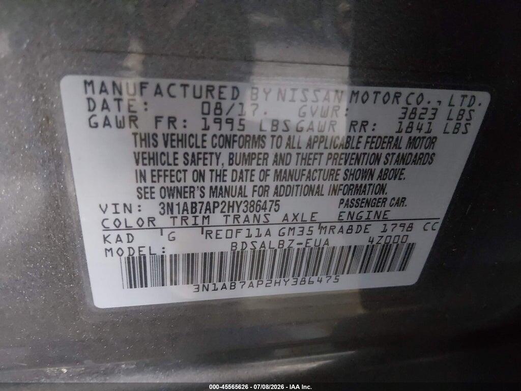 3N1AB7AP2HY386475 2017 NISSAN SENTRA photo no. 9