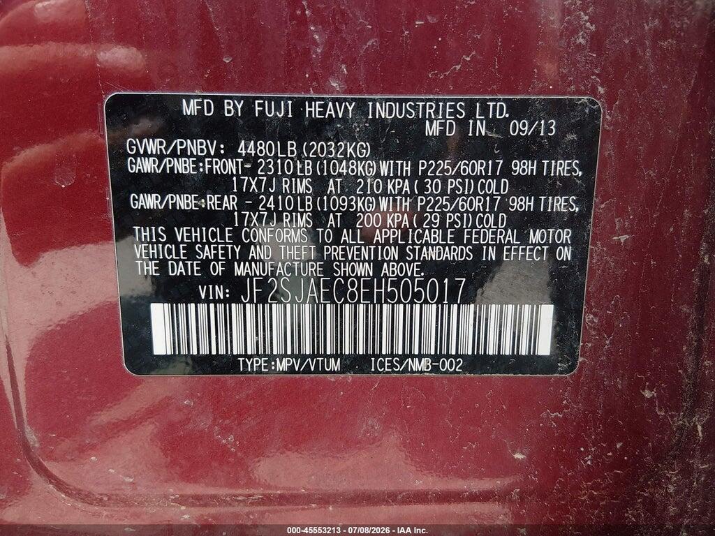 JF2SJAEC8EH505017 2014 SUBARU FORESTER photo no. 9