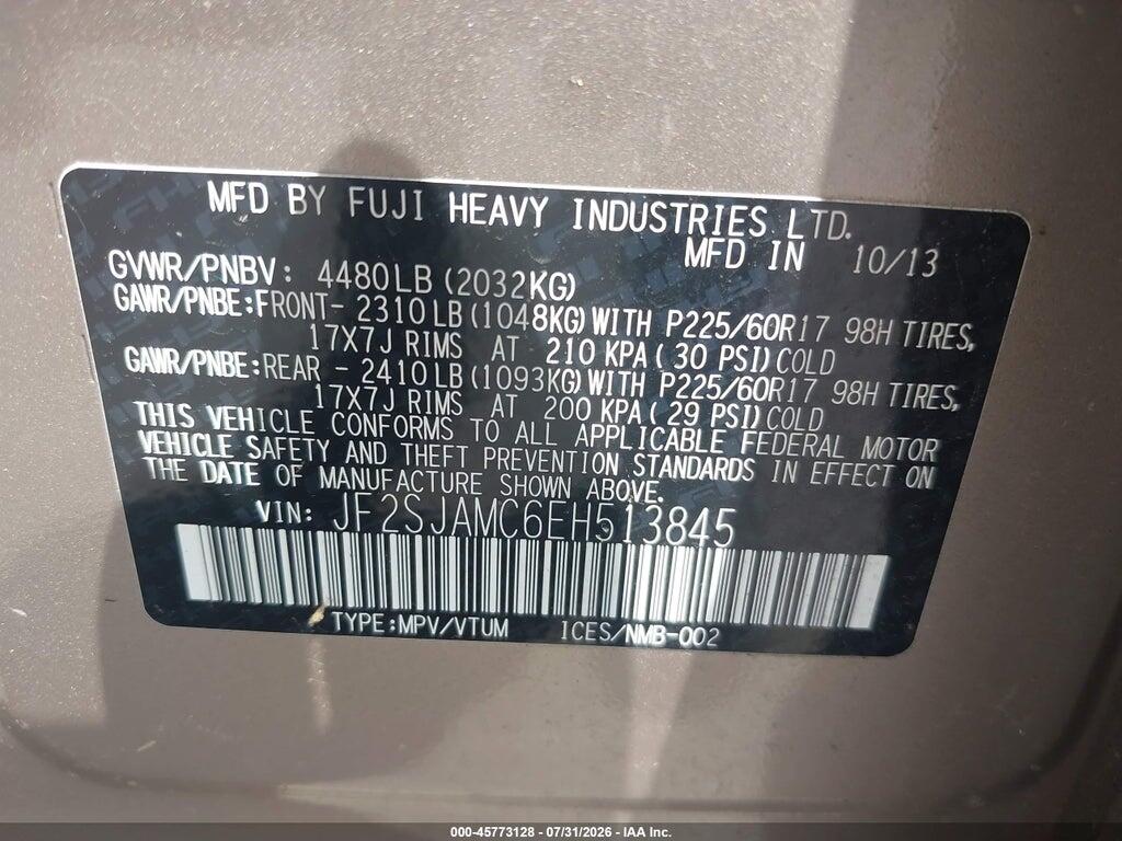 JF2SJAMC6EH513845 2014 SUBARU FORESTER photo no. 9