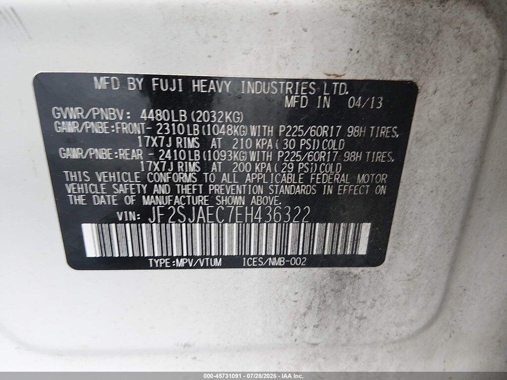 JF2SJAEC7EH436322 2014 SUBARU FORESTER photo no. 9