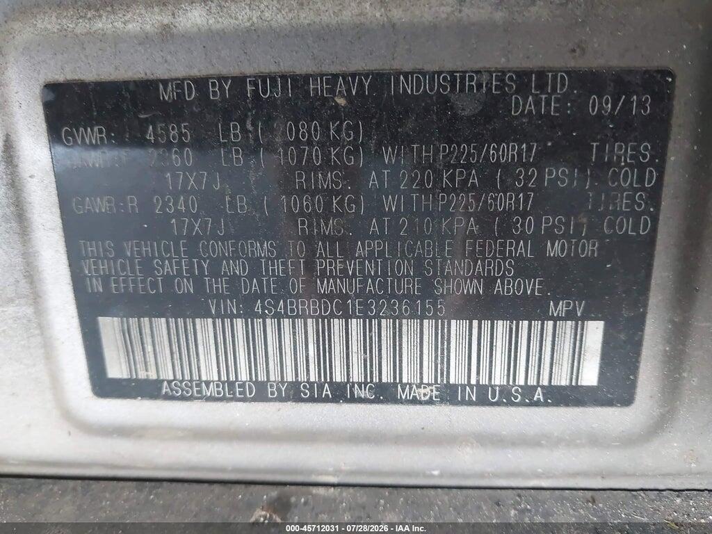 4S4BRBDC1E3236155 2014 SUBARU OUTBACK photo no. 9