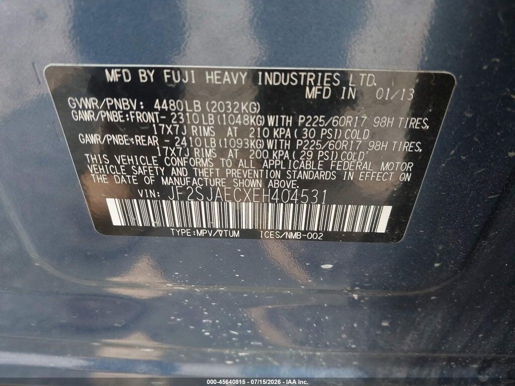 JF2SJAECXEH404531 2014 SUBARU FORESTER photo no. 9