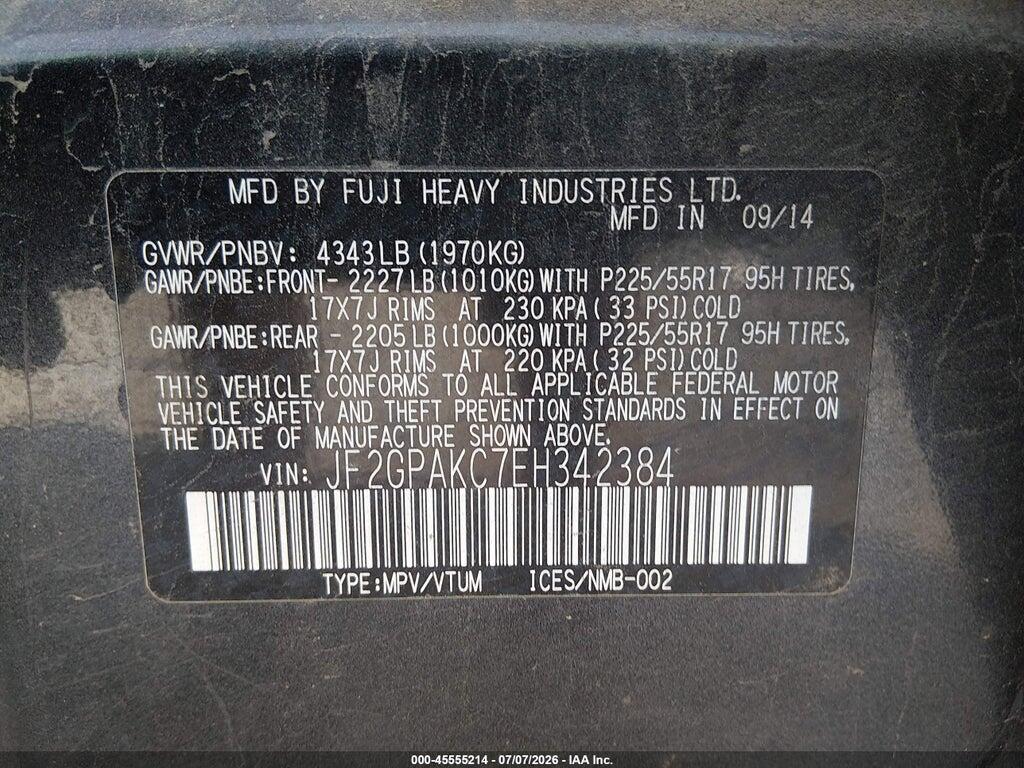 JF2GPAKC7EH342384 2014 SUBARU XV CROSSTREK photo no. 9