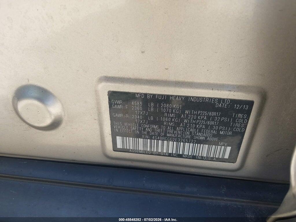 4S4BRCCC2E3265722 2014 SUBARU OUTBACK photo no. 9
