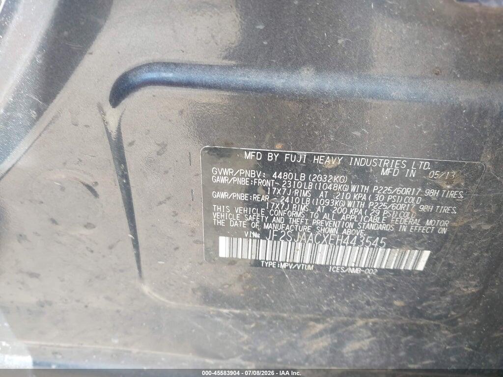 JF2SJAACXEH443545 2014 SUBARU FORESTER photo no. 9
