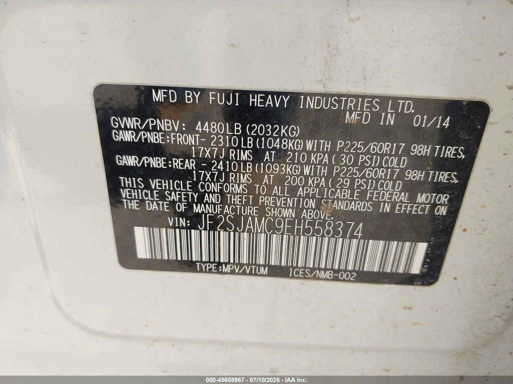 JF2SJAMC9EH558374 2014 SUBARU FORESTER photo no. 9