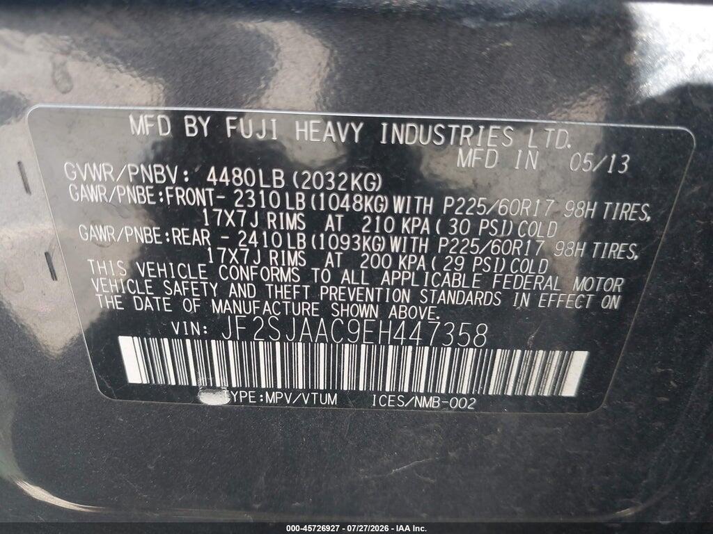 JF2SJAAC9EH447358 2014 SUBARU FORESTER photo no. 9