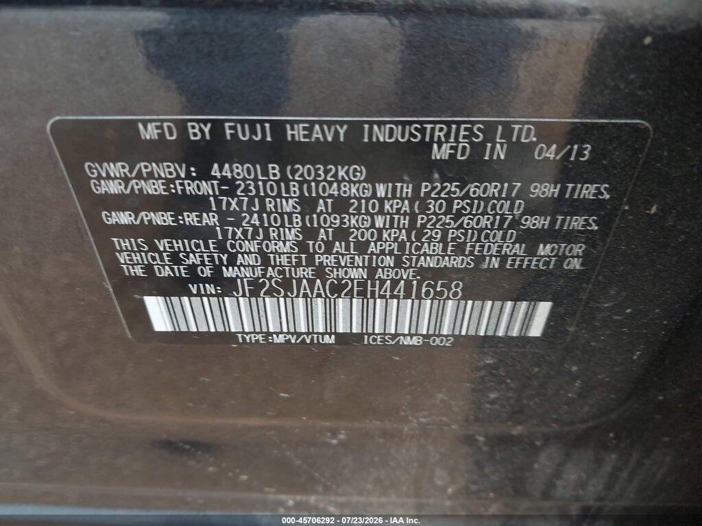 JF2SJAAC2EH441658 2014 SUBARU FORESTER photo no. 9