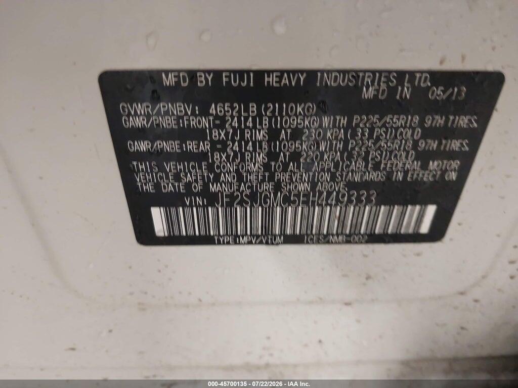 JF2SJGMC5EH449333 2014 SUBARU FORESTER photo no. 9