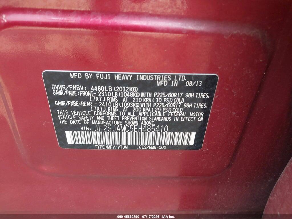 JF2SJAMC5EH485410 2014 SUBARU FORESTER photo no. 9
