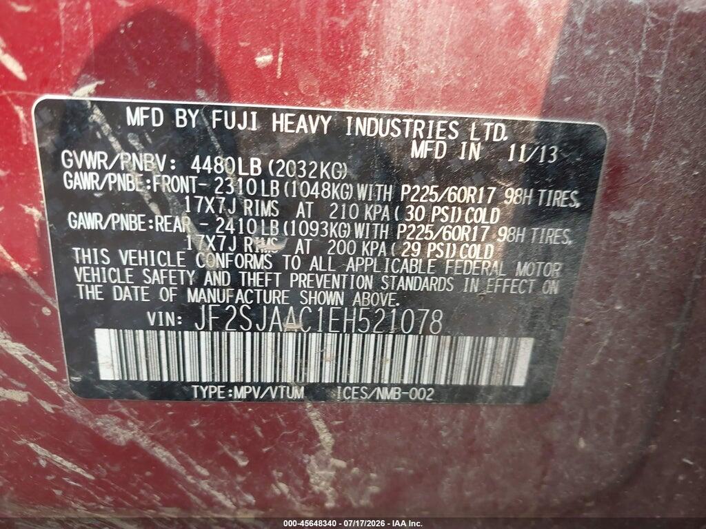 JF2SJAAC1EH521078 2014 SUBARU FORESTER photo no. 9
