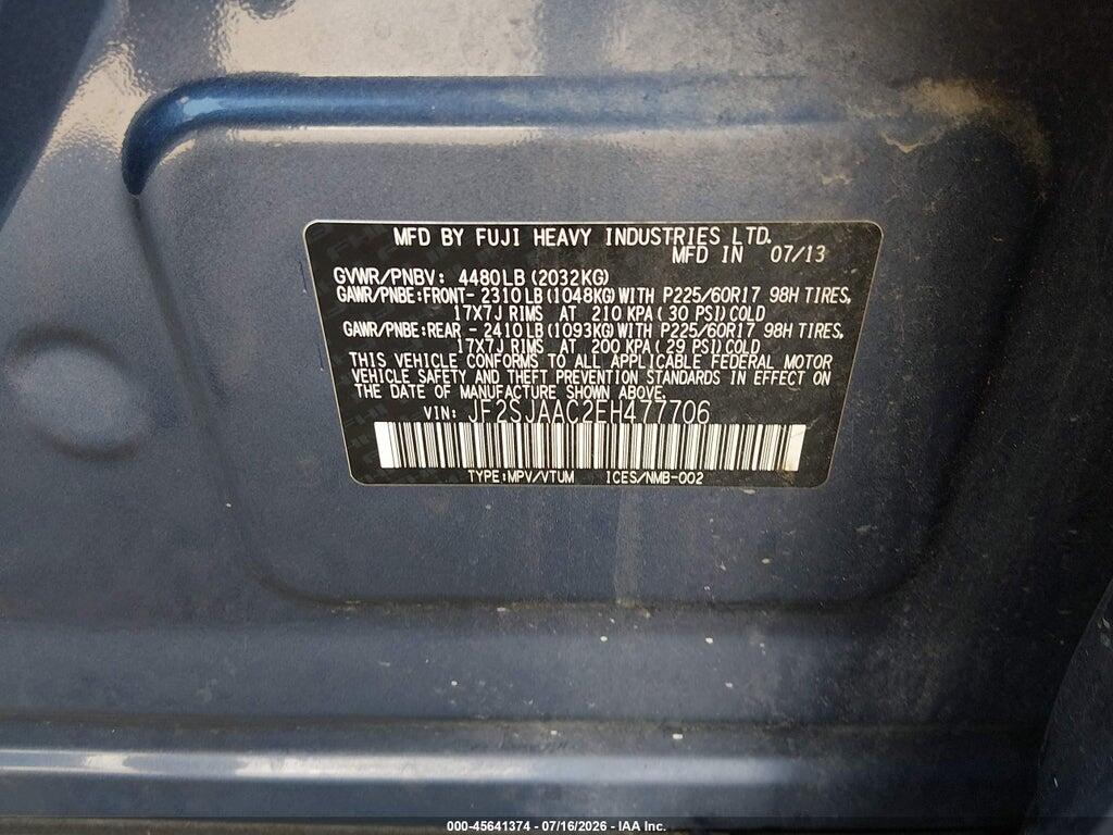 JF2SJAAC2EH477706 2014 SUBARU FORESTER photo no. 9