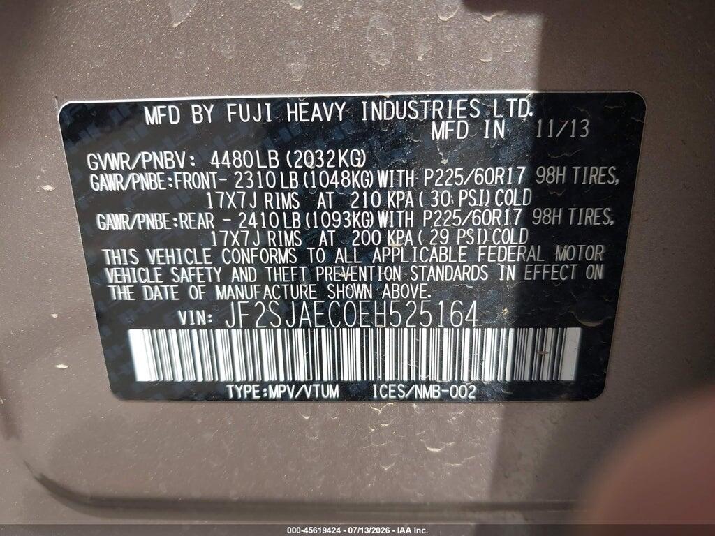 JF2SJAEC0EH525164 2014 SUBARU FORESTER photo no. 9