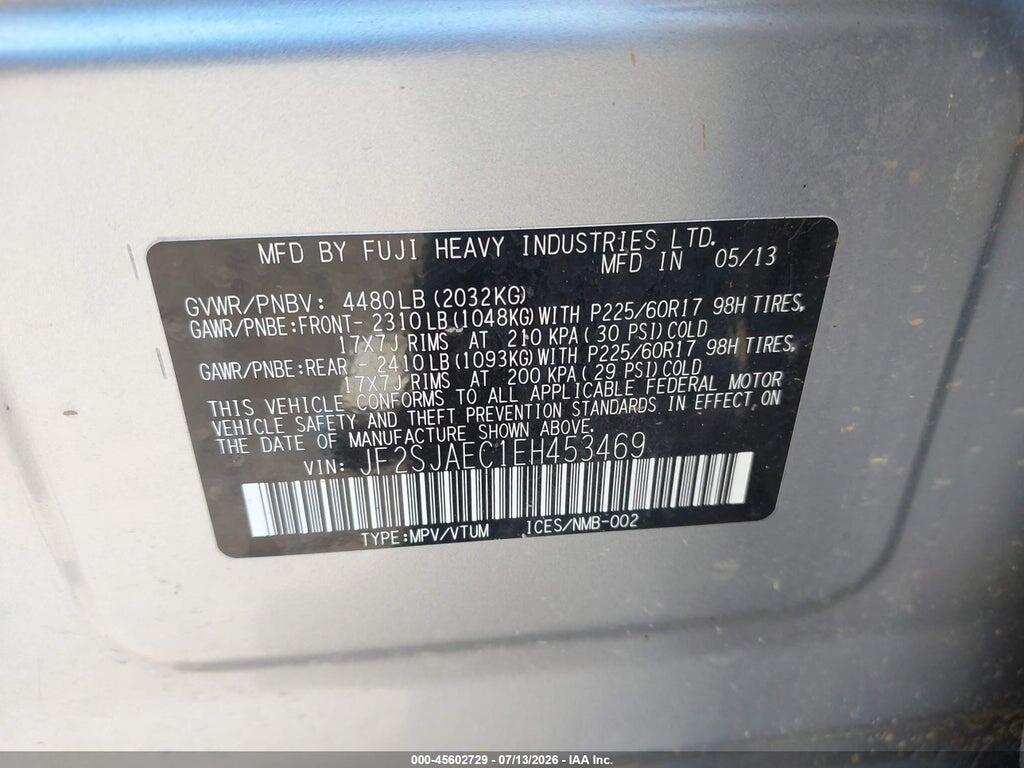 JF2SJAEC1EH453469 2014 SUBARU FORESTER photo no. 9