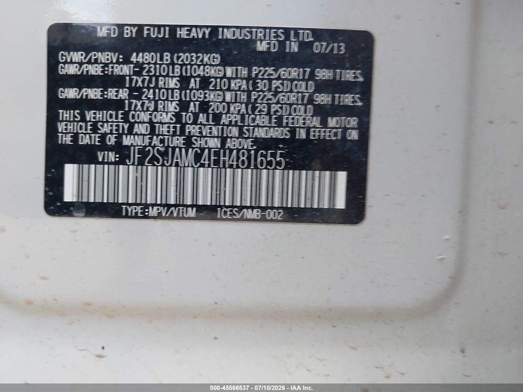 JF2SJAMC4EH481655 2014 SUBARU FORESTER photo no. 9