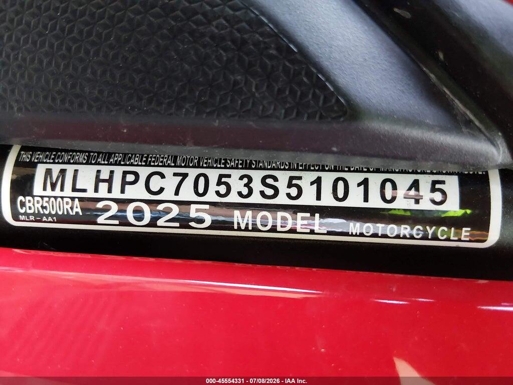 MLHPC7053S5101045 2025 HONDA CBR500 photo no. 10